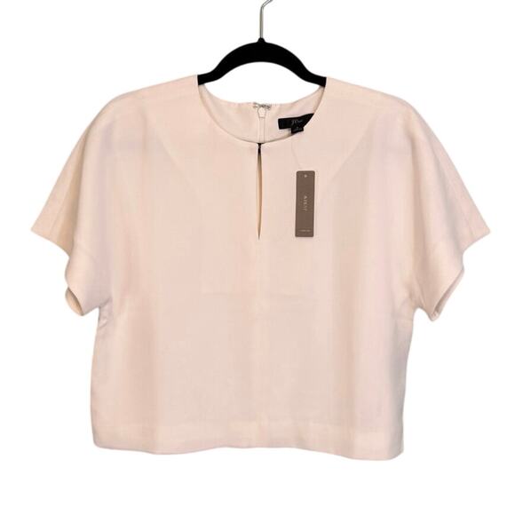 J Crew Cropped Top Womens 8 Ivory Blouse Cap Sleeve in 365 Crepe J8192 NWT - Picture 1 of 7